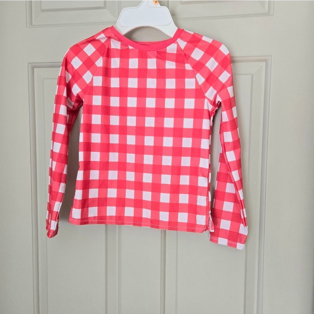 2/$20 GAP Kids Coral and White Checkered Rashgaurd